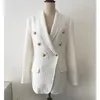 Trajes de mujer Blazers HIGH STREET est Runway Designer Blazer Botones de metal para mujer Cuello chal Mezclas de lana Tweed Blazer Coat 231024