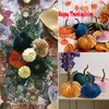 Fleurs décoratives 1 pièces décoration de citrouille en velours artificielle à la main fausses petites citrouilles pour la récolte Halloween décoration de mariage d'automne