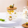 Tazze Ape Cartone Animato Cucchiaio di Vetro Tazza di Latte Colazione Anno Tazze di Caffè Tazza Bellissimo Tè con Coperchio Bicchieri Originale 231023