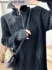 Robes décontractées coréen chic noir robe à tricoter femmes élégantes vintage fermeture à glissière design longue automne pull en vrac une pièce