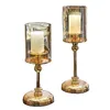 Candle Holders 1pc Golden Glass for Pillar Candlestick Dining Coffee Table Wedding Events Parties Home Decor 231023