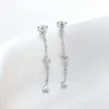 Ear Cuff Iogou Real D VVS1 Chain Drop Earrings For Women 925 Silver M Bezel Set Long Earring Tassel Stud Accessories SMycken 231023