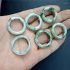 Klusterringar naturliga Myanmar Emerald Green Jade handskårda jadeiter riktiga stenringsmycken för män kvinnor