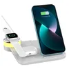 X499 Multifunctionele 4-in-1 opvouwbare draadloze oplader 15W Dual Coil laadstation Dock met kleurrijk licht voor iPhone / iWatch / AirPods (CE-gecertificeerd) - Zwart