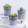 Vases 3 pièces étain Succulent Pot de fleur Pots durables rétro seaux de stockage Mini conteneur Vintage fer tambours fleurs décoration