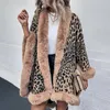 Women's Cape Winter Thick Warm Poncho Fur Collar Cape Coat Women Vintage Leopard Sweater Cardigan Female Batwing Sleeve Shawl 231023