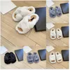 Designer Dames Slippers Slaapkamer Thuis wollen Slippers Klassiek Luxe Bont Pluizig Harig Warme letters Sandalen Herfst Winter Warme Slippers katoen Platte Slijtage 34-40