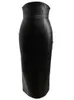 Jupes Lautaro printemps Midi noir doux en cuir Pu jupe crayon femmes avec dos fente ceinture taille haute longues jupes de bureau mode 231023