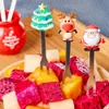Autres fournitures de fête d'événement 5pcs mignon arbre de Noël en acier inoxydable dessert fourchettes à fruits avec support ensemble mini salade alimentaire couverts vaisselle gadgets de cuisine 231023