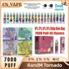 Original RandM Tornado 7000 PuffsDisposable Vape Pen Cigarros Eletrônicos 14ml Pod com Bobina de Malha 6 Cores Brilhantes Recarregável Ar Ajustável 2% 5% nic 44 cores