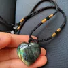 Collane con ciondolo Collana con pietra a cuore retrò Collana con labradorite Energia curativa Cristallo Pietra di luna grigia naturale Quarzo minerale Amante delle donne