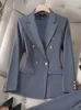 Abiti da donna Blazer Grigio Navy Nero Blazer formale Donna Donna Manica lunga monopetto Giacca da lavoro solida 231024