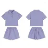 Zestawy odzieży Baby Girls Summer Ubrania Kitwy Dzieci Krótkocześnie koszuli polo i szorty 2PC