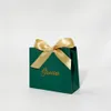 Present Wrap Green Mini Present Box Minimalism Solid Color Candy Box Gold Stamping Gracias Choc Biscuit Snacks Packing Paper Present Box Bag 231023