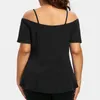 Camicette da donna Camicie con spalle scoperte da donna Solido manica corta Slim scollo a V Top Donna Taglie forti Abbigliamento Blusa Mujer Moda Camisas