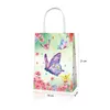 Present Wrap BD078 12st Sweet Girl Spring Butterfly Flowers Birthday Packing Paper Tote Handle Baby Shower S
