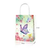 Envoltura de regalo BD078 12 unids Sweet Girl Spring Butterfly Flowers Fiesta de cumpleaños Embalaje Papel Tote Mango Bolsas Baby Shower S