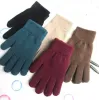 Wholesale Solid Color warm Knitted Finger Gloves Candy Colors mens women Knitted Full Stretch Mittens adult bike cycling