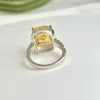 Sterling Silver Plated Real Gold Dove Egg Mosang Yellow Diamond Ringstar