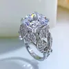 Küme Yüzükleri Springlady Vintage 12mm Lab Diamond Ring 925 STERLING Silver Party Wunnand Kadınlar Vaat Eden Nişan Takı