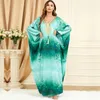 Abbigliamento etnico Moda Donna africana Manica a pipistrello Abito ampio Caftano Abiti da festa islamici Abito musulmano Stampa vintage Jilbab marocchino