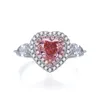 Heart Love 100% SOILD 925 STERLING Silver Ring Pink 5a Zircon Stone CZ Engagement Mariage Band Ring For Women Gift