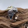 Bagues de cluster Vente Fine Sculpture Personnalité Dragon Hommes Ouvert Réglable Bague S925 Sterling Argent Fashon Bijoux