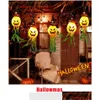 Party Decoration Holy Festival Wizard Pumpkin Light String Hat Flag Curtain Led Lantern Outdoor Waterproof Battery Drop Delivery Hom Dhdlt