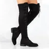 Botas femininas sobre o joelho moda sexy rendas inverno quente coxa alta cor sólida senhoras cavaleiro botas de mujer 231023