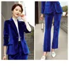 Women's Suits Blazers S-4xl Womens Pant Suits Spring Autumn Female Blazer Clothing Set Coatpants 2pcs Long Sleeve Gold Velvet Ladies Clothes H162231023