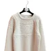Clne Designer Sweater Lüks Moda Kadın Kazak Orijinal Yüksek kaliteli bütün kanca desen Beyaz Uzun Kollu Örme Yuvarlak Boyun
