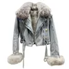 Damen Wollmischungen Winter Damen Denim Mantel Jacke Kragen Kurz Warm High Street Oberbekleidung Verdickung Qualität Luxus Design Party Wear 231023