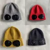 Designe Caps Ribbed Mens Beanie Two Goggle Winter Hats Knit Bonnet Lens Beanie Hip Hop Thicken Solid Color Bonnet For Woman Outdoor Windbreak HJ02