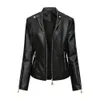 Femmes en cuir simili cuir dame veste en simili cuir automne hiver femmes Moto Biker veste à glissière imperméable en cuir manteau dame manteaux veste femme 231024