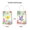 Present Wrap BD078 12st Sweet Girl Spring Butterfly Flowers Birthday Packing Paper Tote Handle Baby Shower S