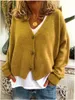 Suéter feminino outono inverno europeu e americano moda sólida cardigan decote em v solto manga comprida top 231024
