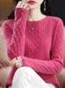 Womens Sweaters Spring Autumn 100% Pure Merino Wool Pullover Sweater Women Oneck Hollow Longsleeve Cashmere Knitwear Female Clothing Grace 231024