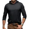 Men's T Shirts Spring Autumn Shirt Men Big Size Full Sleeve Hooded Casual Solid T-shirts For Fitness Cotton Male Tops Tees