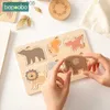 Inne zabawki 1PC 3D Wooden Animals Montessori Puzzle Kolorowe łamigłówki pasujące do zabawek dla dzieci Trening edukacji poznawczej TOL231024