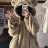 Women's Sleepwear Autumn Winter Sweet Bear Ear Hooded Pajama Sets Women Coral Fleece Warm Girls Cute Cartoon Embroidery Lolita Nightwear