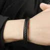 Charm Bracelets Classic Punk Men's Jewelry Genuine Leather Bracelet Hand Woven Black/Brown Magnetic Buckle Accessories Birthday Gift