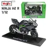 Andra leksaker Maisto 1 12 Kawasaki Ninja H2R Motorcykellegering Diecast Model Toy With Base Simulation Motorcykelkollektion Gift Toys 1/18 Scalel231024