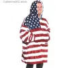 Mulheres Sleep Lounge Bandeira Americana Cobertor Com Capuz Homem Mulheres Presente Inverno Sherpa Moletom Com Mangas Sofá TV Nap Cobertor Bolso Vestível Pulôver T231024