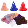 Scarves 2023 Plain Chiffon Women Tassel Feather Hijab Fashion Shawl Headwear Wrap Solid Headscarf Neck Scarf Foulard