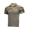 Men's Polos Tactical Knitted Frog Suit Summer Short Sleeved Camouflage Security Work Wear-resistant And Breathable