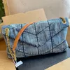 Loulou Puffer bag cowgirl designer tas cowboy blauw crossbody schoudertassen designer damestas gewassen luxe handtassen dame grote coole handtas vrouw jean tassen