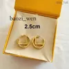 Women Hoop Premium Gold Diamond Designer Stud arring Hoops Mrnow Letter Design Mornds F Fashion Jewelry with Box