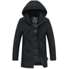 Parka da uomo in piumino da uomo cappello staccabile invernale nuova giacca imbottita in cotone uomo di mezza età con cappuccio antivento casual caldo cappotto imbottito in cotone regolare J231024