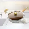 Бытовая сковорода Lotus с антипригарным покрытием, титановая кастрюля без покрытия, специально для газовой плиты, индукционная плита, посуда для жарки вок
