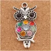 Charms Colorf cristal hibou animaux charmes 20 pièces/lot pendentifs en argent Antique 22X47Mm L1598 résultats de bijoux composants Lzsier bijoux bijou Dhape